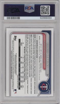 Walker Jenkins from the 2024 Bowman set graded by PSA and given an overall grade of 9.