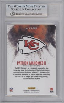 Patrick Mahomes II from the 2024 Panini Phoenix set graded by Beckett and given an overall grade of 9.