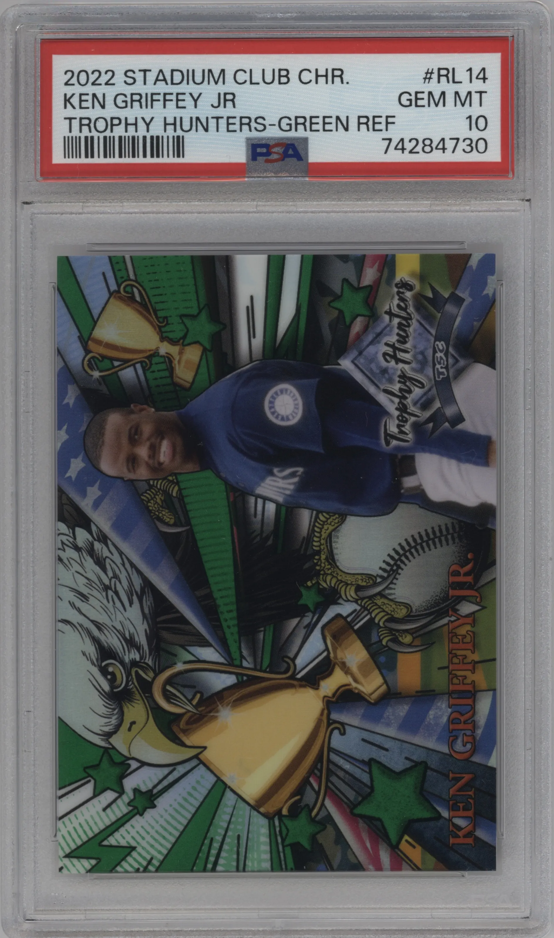 2022 Stadium Club Chrome Trophy Hunters Ken Griffey Jr. Green Refractor #RL-14 PSA 10