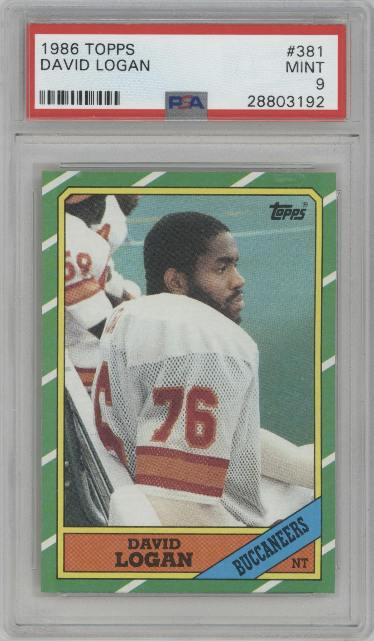 David Logan from the 1986 Topps set graded by PSA and given an overall grade of 9.