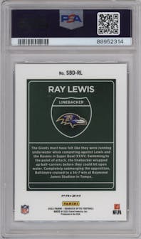 Ray Lewis from the 2022 Panini Donruss Optic set graded by PSA and given an overall grade of 9.