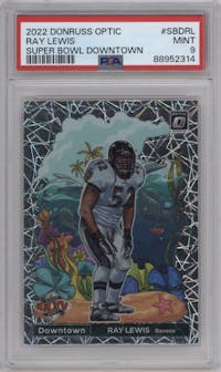 Ray Lewis from the 2022 Panini Donruss Optic set graded by PSA and given an overall grade of 9.