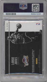LeBron James from the 2016-17 Panini Noir set featuring a Patches parallel graded by PSA and given an overall grade of 6.