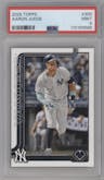 Aaron Judge from the 2025 Topps set graded by PSA and given an overall grade of 9.