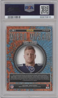 Will Levis from the 2023 Panini Mosaic set graded by PSA and given an overall grade of 10.