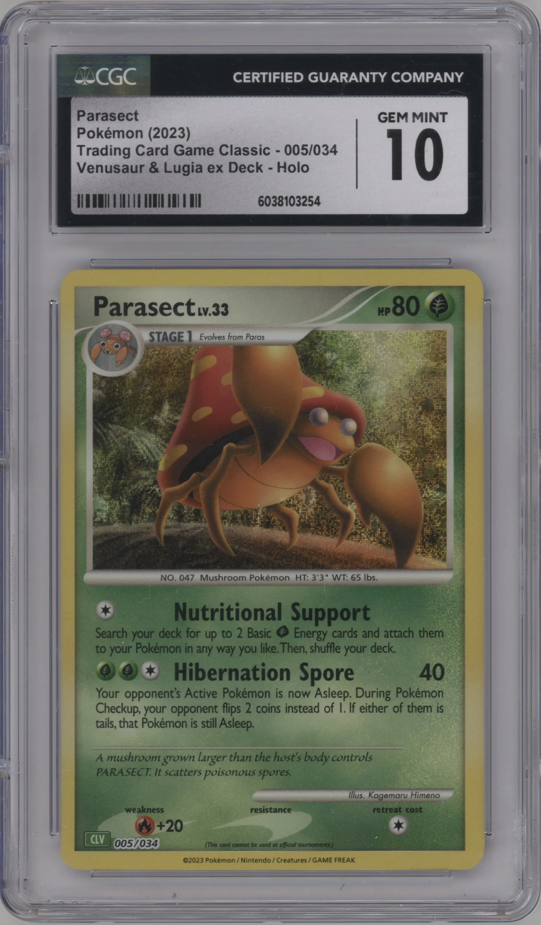2023 Pokemon CLV Parasect CGC 10