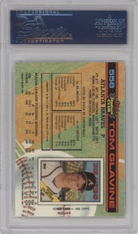 Tom Glavine from the 1991 Topps Stadium Club set graded by PSA and given an overall grade of 10.