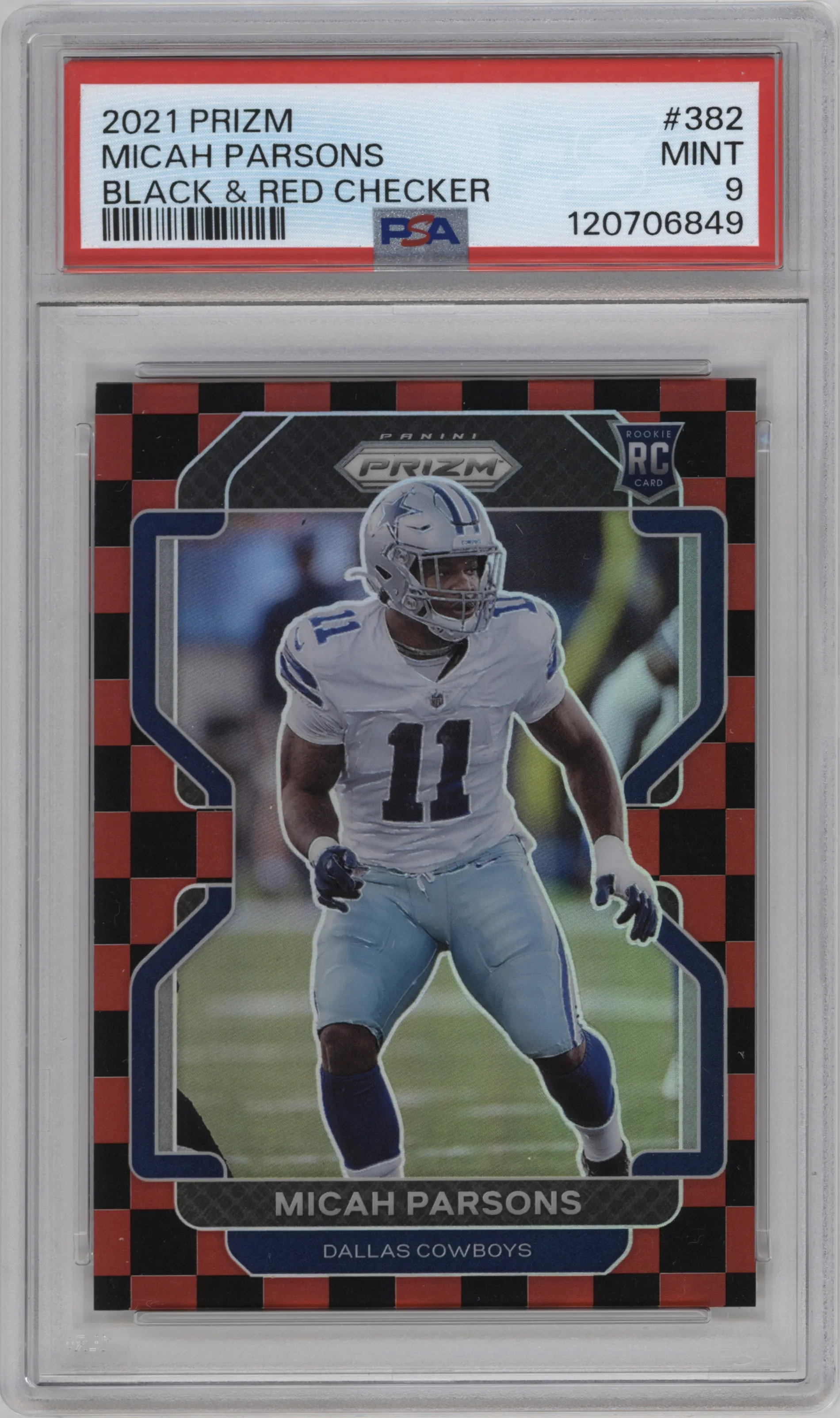 2021 Panini Prizm Micah Parsons Black & Red Checker PSA 9
