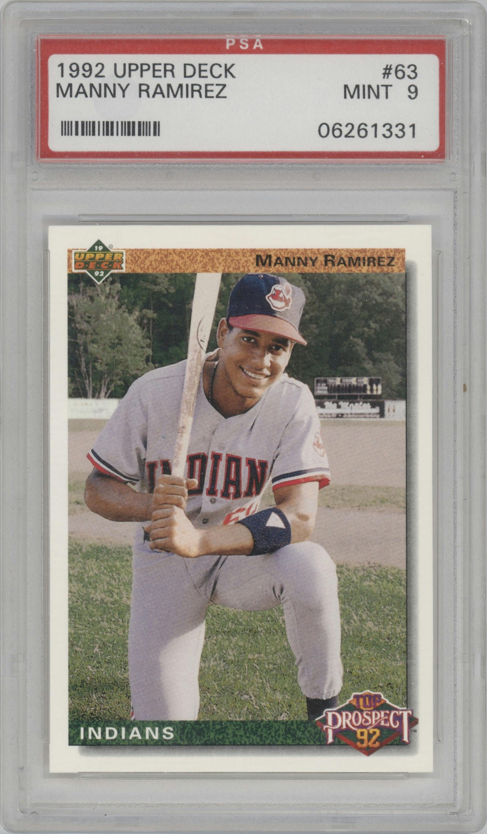 Manny Ramirez from the 1992 Upper Deck set graded by PSA and given an overall grade of 9.
