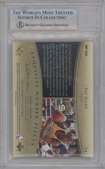 Ray Allen from the 2004-05 Upper Deck Exquisite Collection  set graded by Beckett and given an overall grade of 8.
