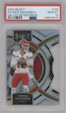 Patrick Mahomes II from the 2023 Panini Select set featuring a Die-Cut Silver parallel graded by PSA and given an overall grade of 10.