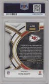Patrick Mahomes II from the 2023 Panini Select set featuring a Die-Cut Silver parallel graded by PSA and given an overall grade of 10.
