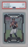 C.J. Stroud from the 2023 Panini Prizm set featuring a Silver Prizm parallel graded by PSA and given an overall grade of 9.
