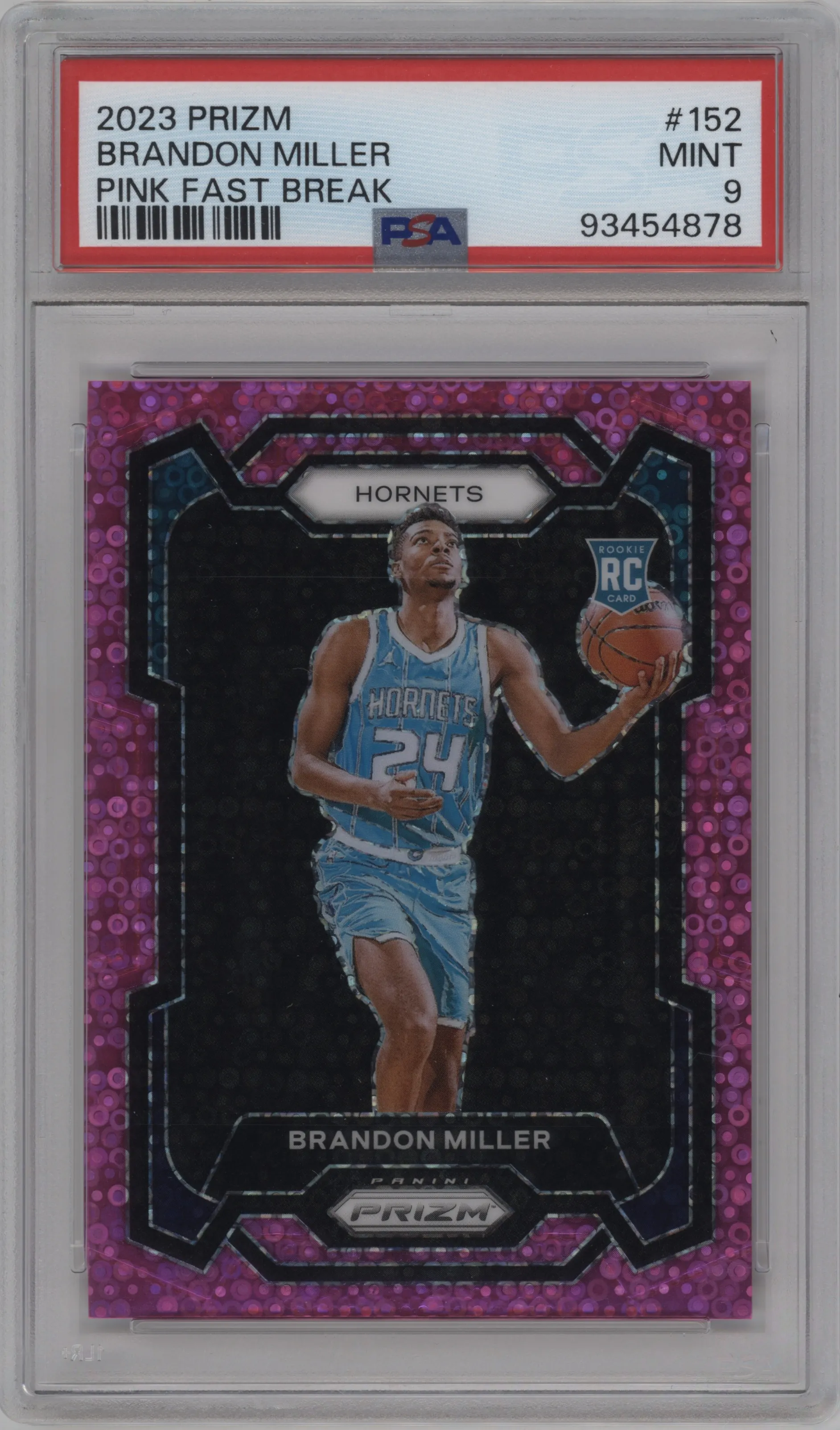 2023 Panini Prizm Brandon Miller Fast Break Pink #152 PSA 9