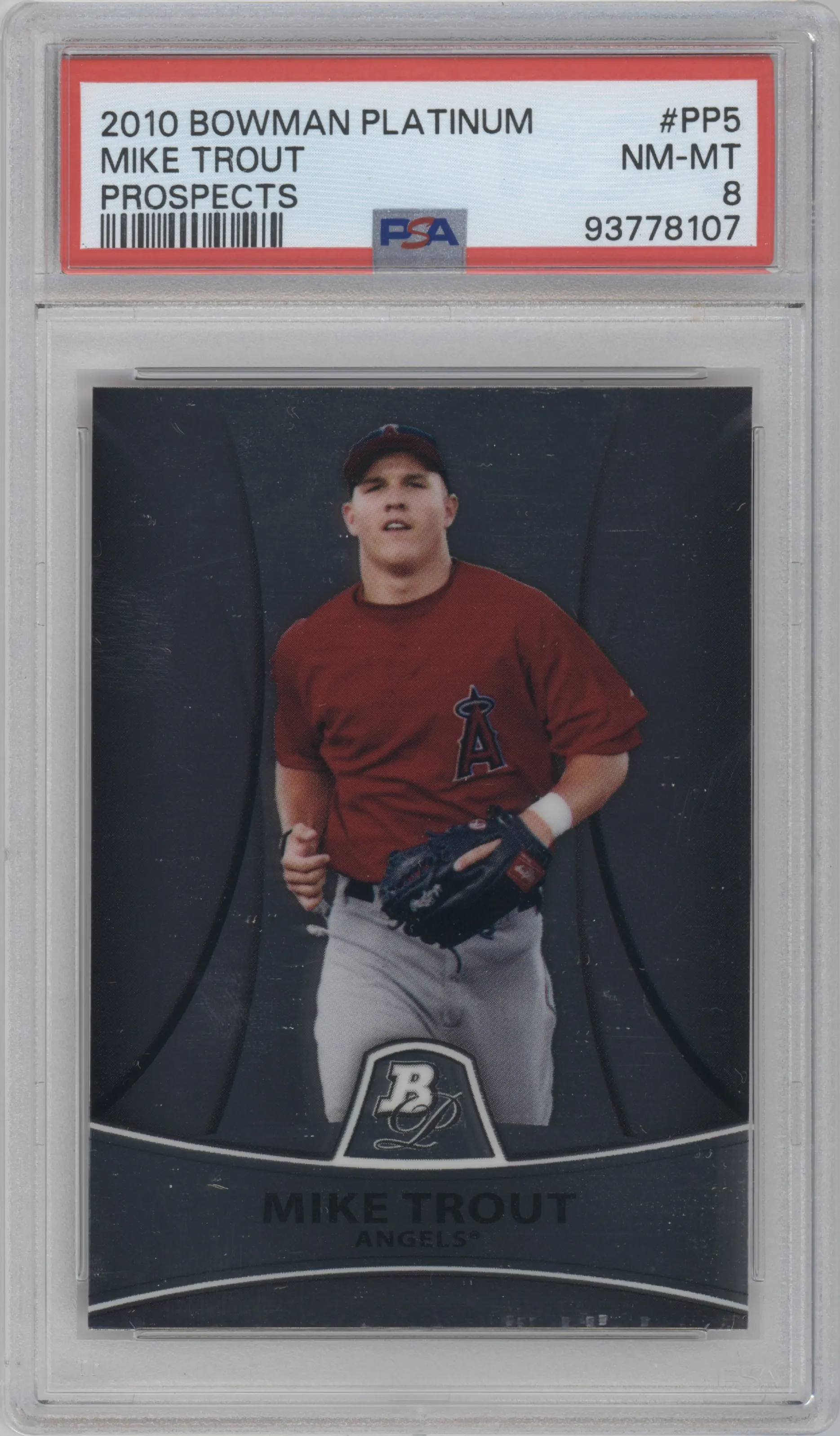 2010 Bowman Platinum Prospect Mike Trout #PP5 PSA 8