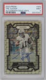 Tre Tucker from the 2023 Panini Prizm set featuring a Gold Vinyl parallel graded by PSA and given an overall grade of 9.