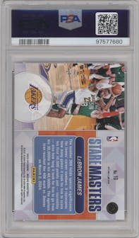 Lebron James from the 2023-24 Panini Mosaic set featuring a White Mosaic parallel graded by PSA and given an overall grade of 10.