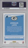 Jordan Love from the 2020 Panini Donruss Optic set featuring a Holo parallel graded by PSA and given an overall grade of 9.