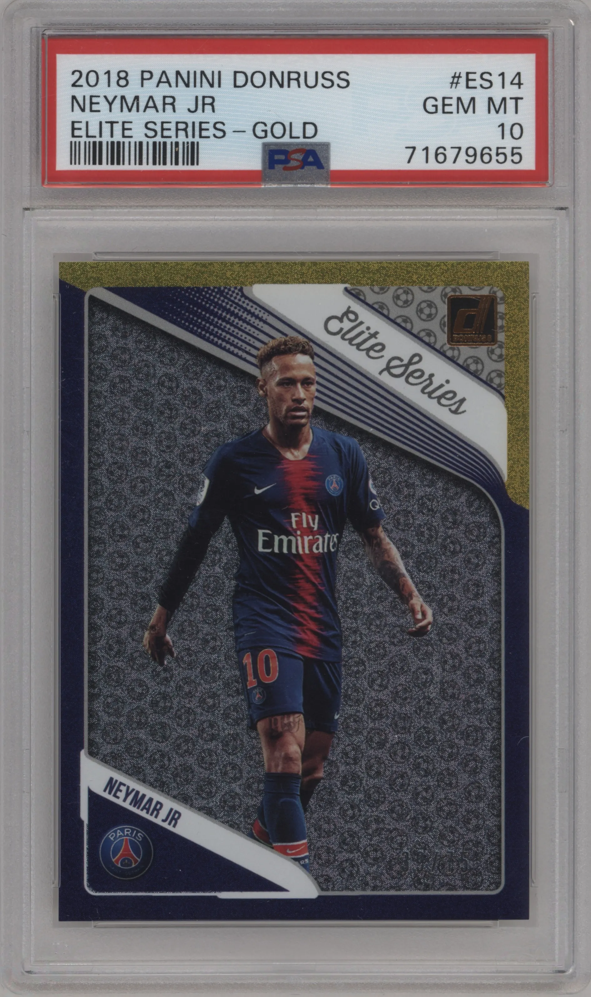 2018 Panini Donruss Elite Series Neymar Jr Gold #ES-14 PSA 10