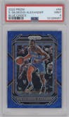 Shai Gilgeous-Alexander from the 2022-23 Panini Prizm  set featuring a Choice Blue parallel graded by PSA and given an overall grade of 9.