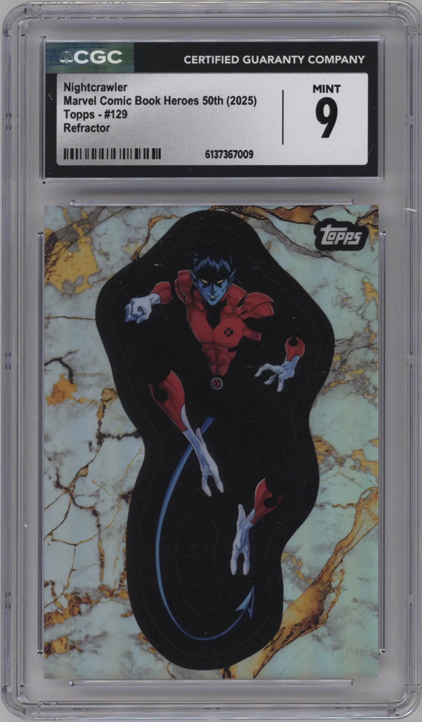 2025 Topps Marvel Comic Book Heroes 1975 Golden Anniversary Nightcrawler Refractor #129 CGC 9