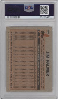 Jim Palmer from the 1983 Topps set graded by PSA and given an overall grade of 9.