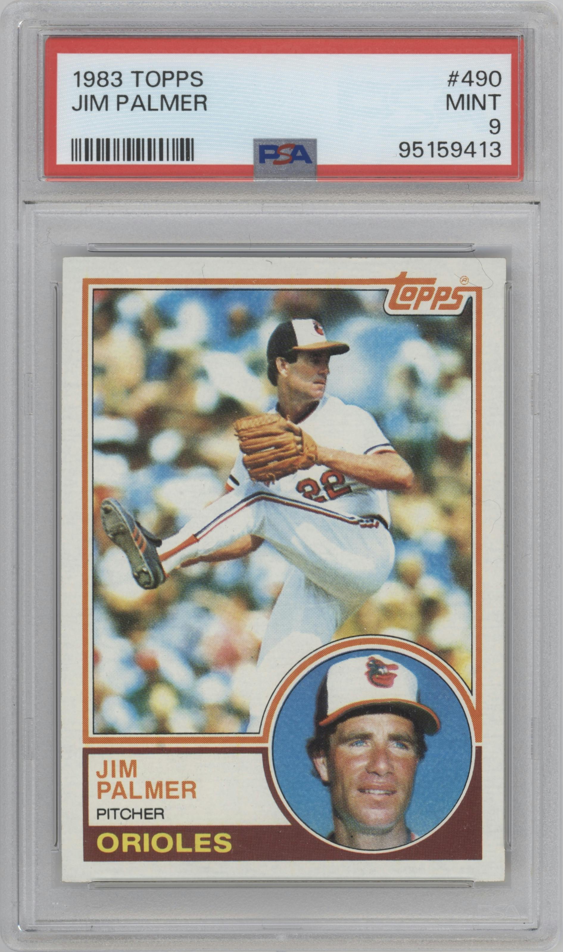 Jim Palmer from the 1983 Topps set graded by PSA and given an overall grade of 9.
