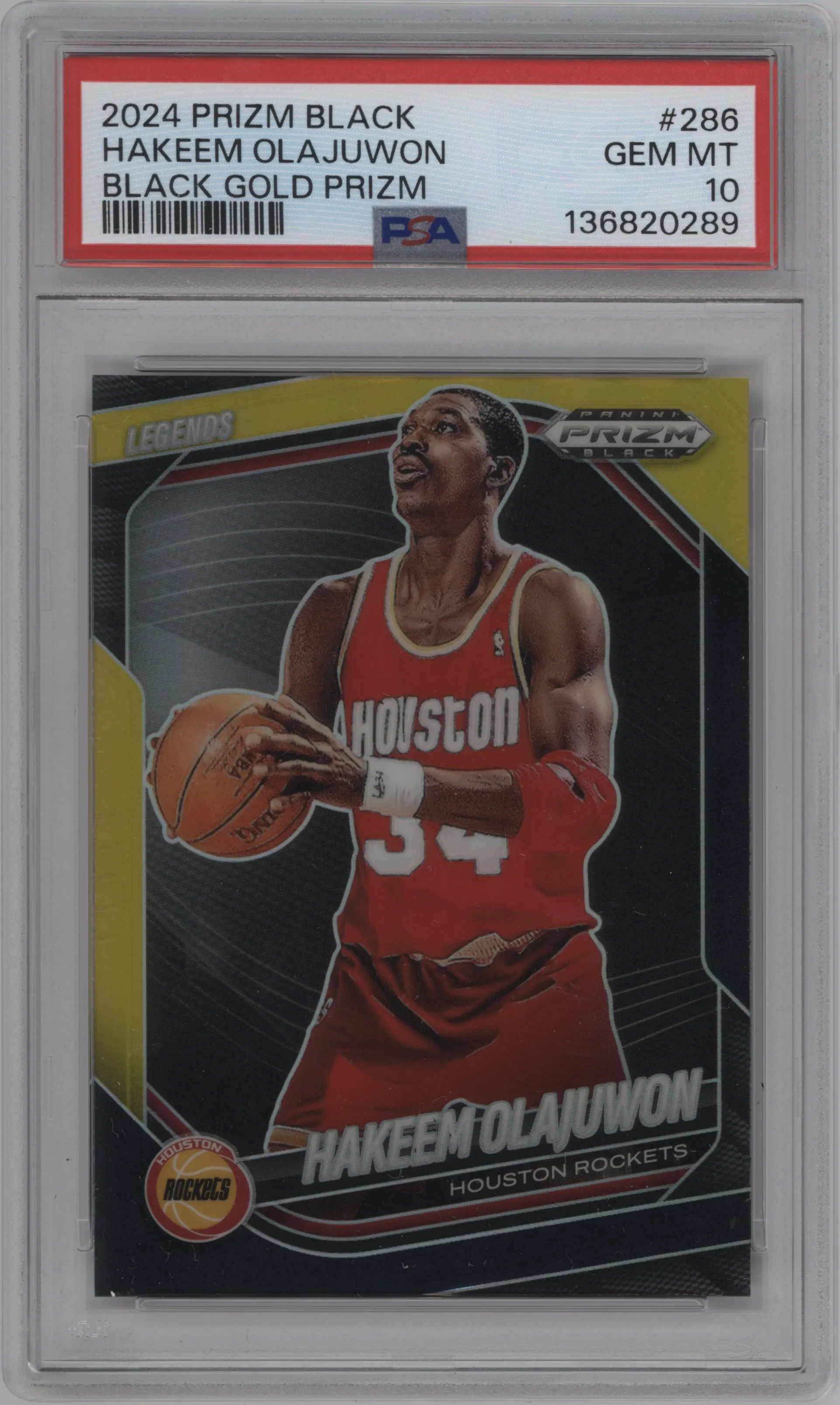 2024 Panini Prizm Black Hakeem Olajuwon Black Gold Prizm PSA 10