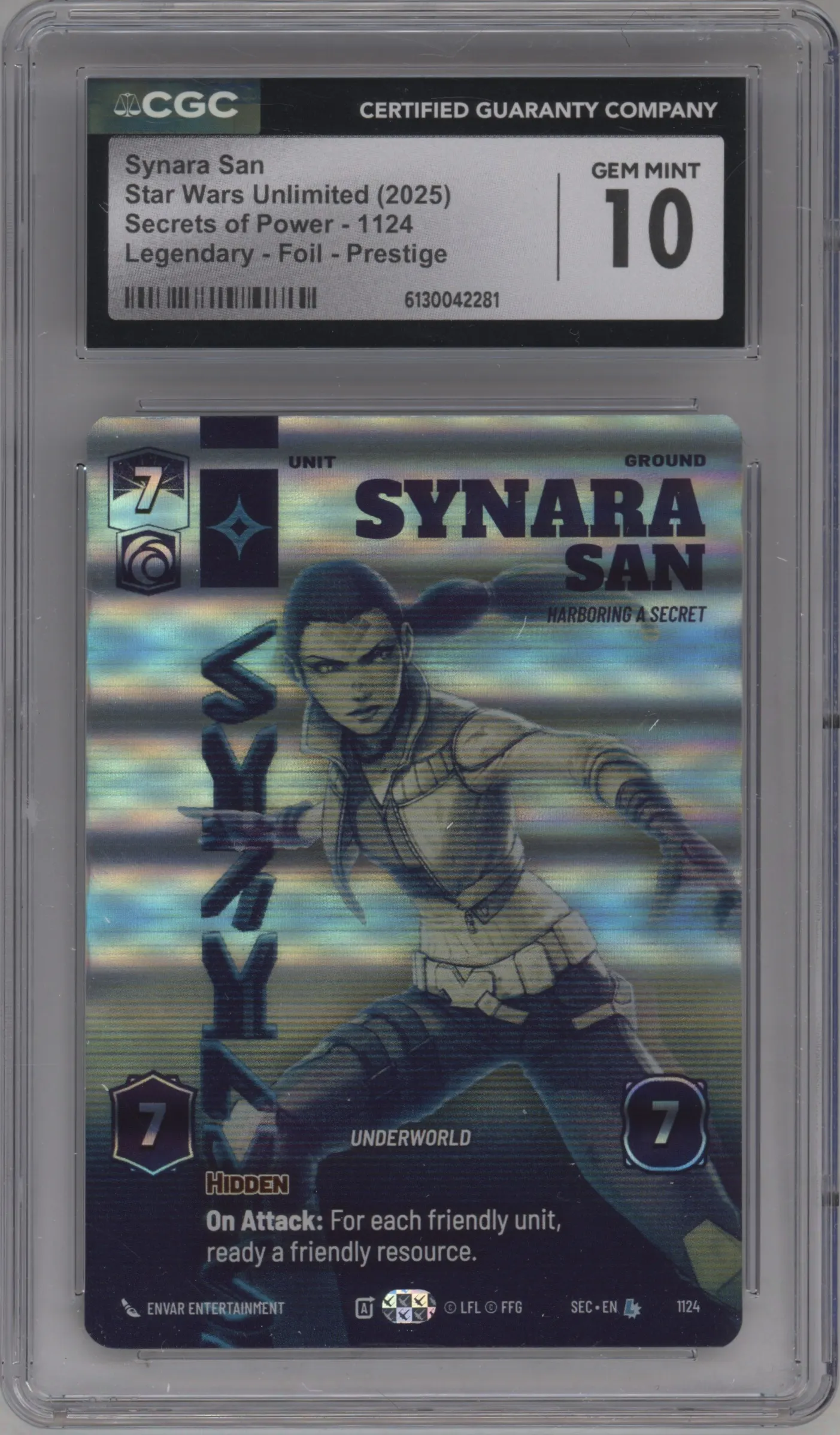 2025 Star Wars: Unlimited Secrets of Power Synara San Foil Prestige CGC 10