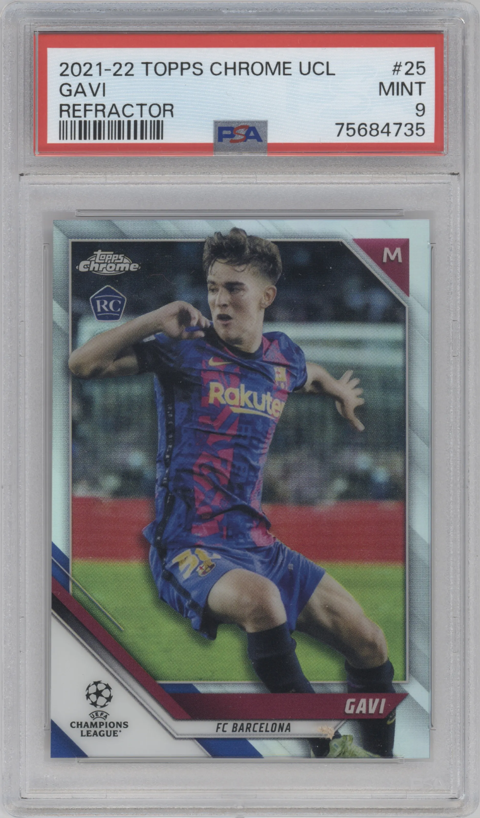 2021 Topps Chrome UEFA Champions League Gavi Refractor PSA 9