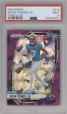Brian Thomas Jr. from the 2024 Panini Prizm set featuring a Purple Ice parallel graded by PSA and given an overall grade of 9.