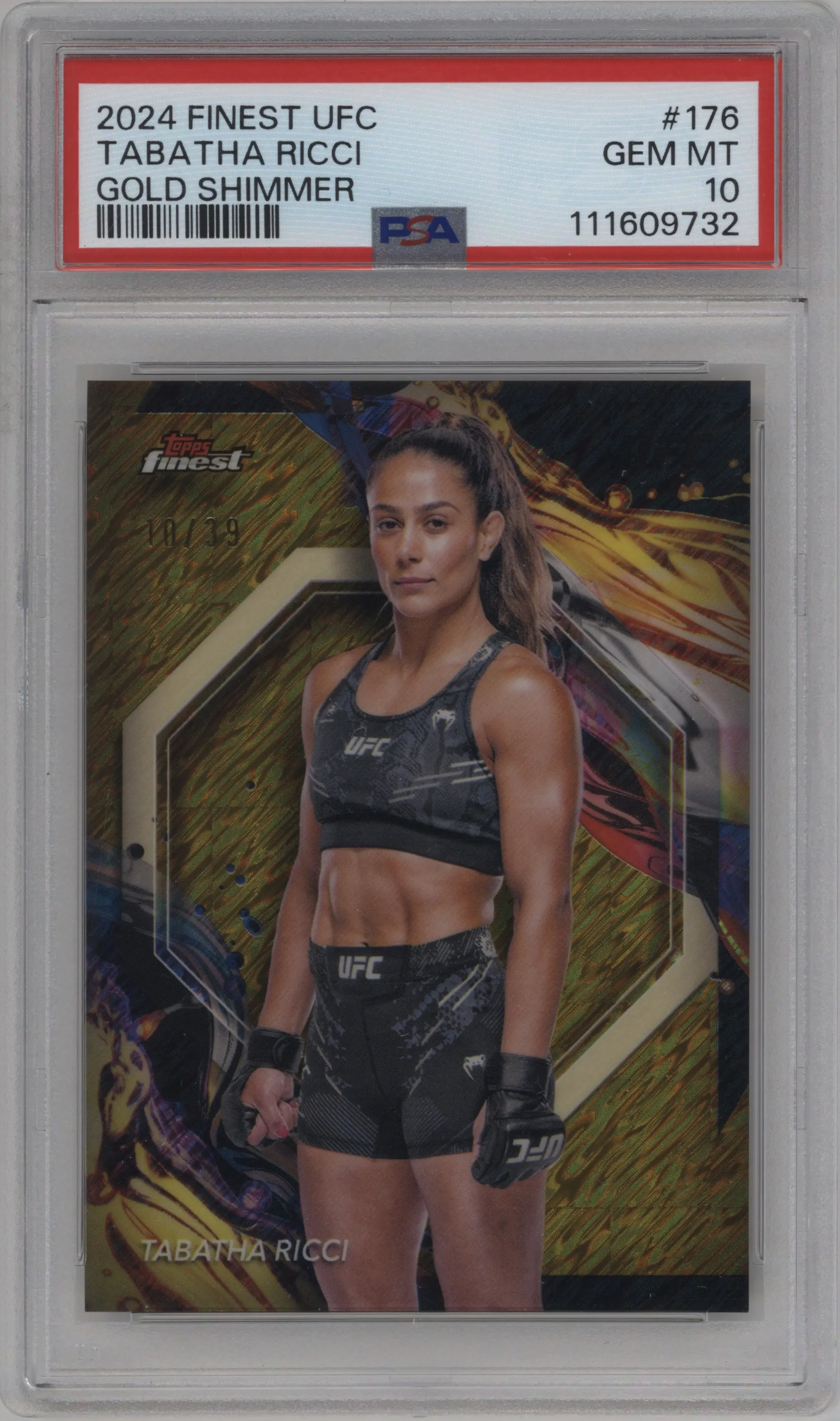 2024 Topps Finest UFC Tabatha Ricci Gold Shimmer Refractors PSA 10