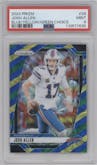 Josh Allen from the 2024 Panini Prizm set featuring a Choice Blue Yellow Green Prizm parallel graded by PSA and given an overall grade of 9.