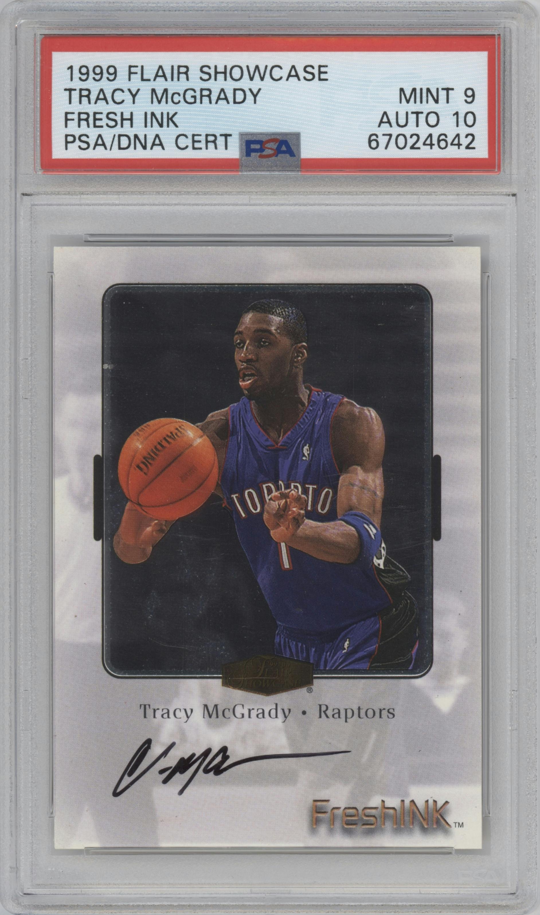 Tracy McGrady from the 1999-00 Flair Showcase set graded by PSA and given an overall grade of 9.