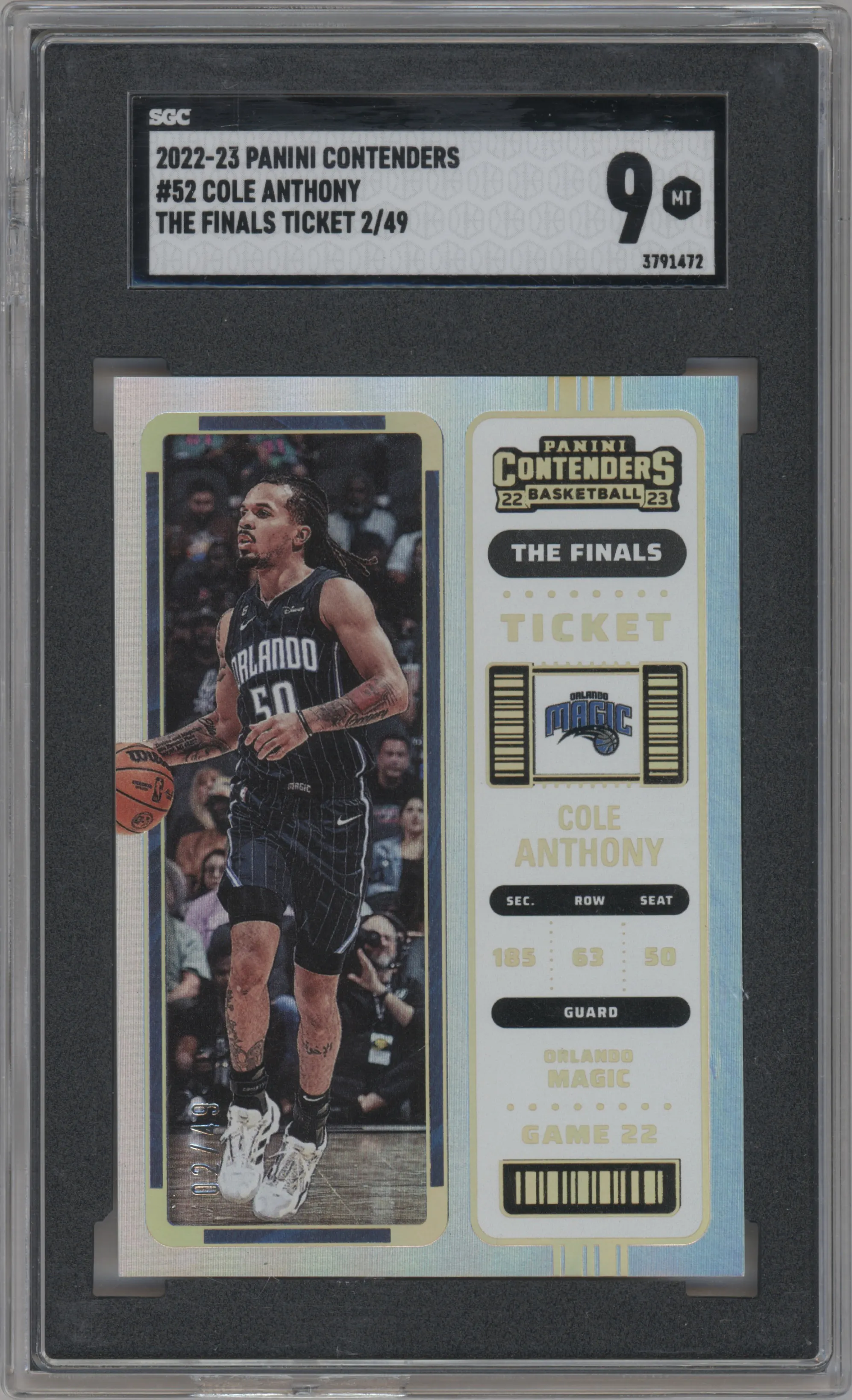2022 Panini Contenders Cole Anthony The Finals #52 SGC 9