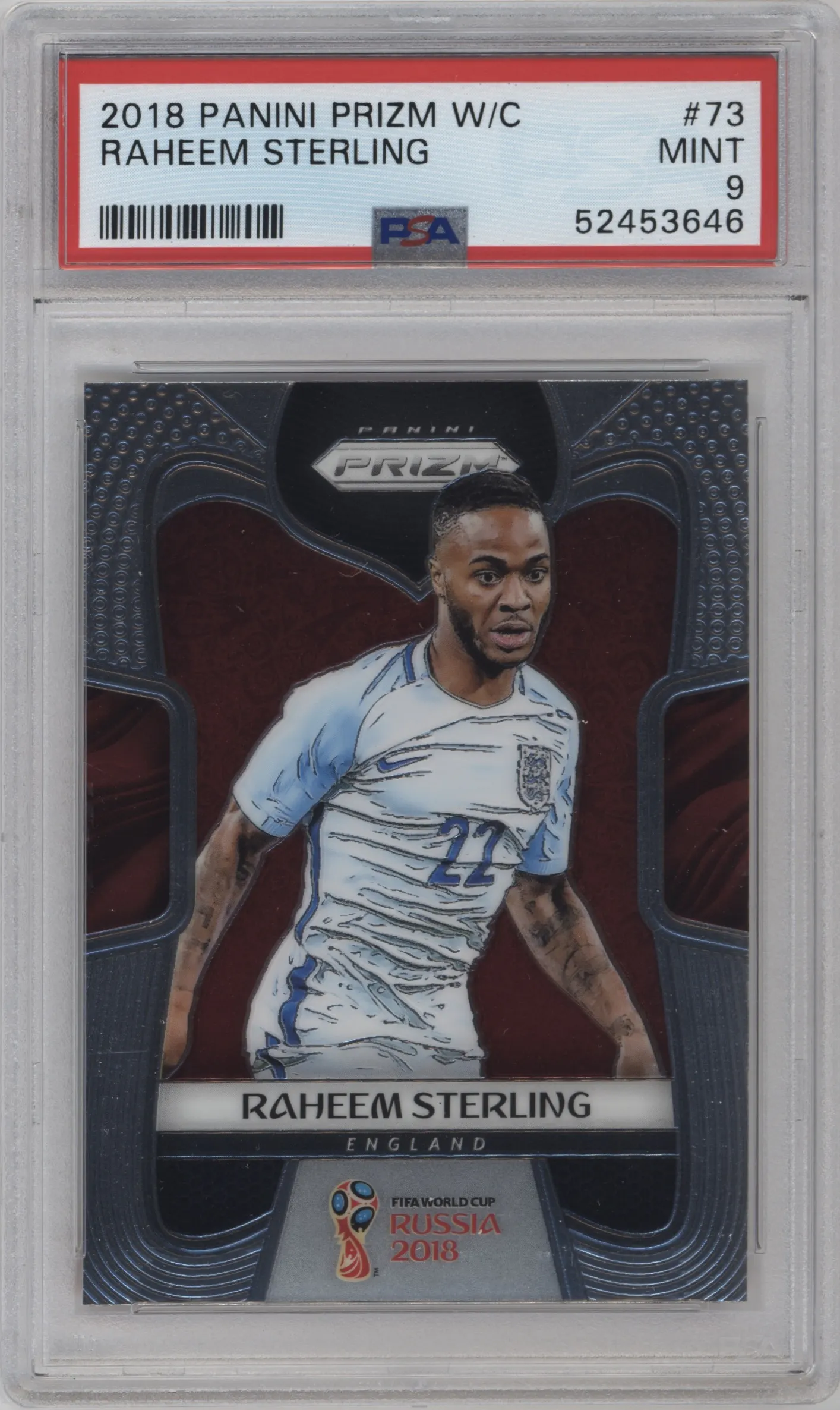 2018 Panini Prizm World Cup Raheem Sterling PSA 9
