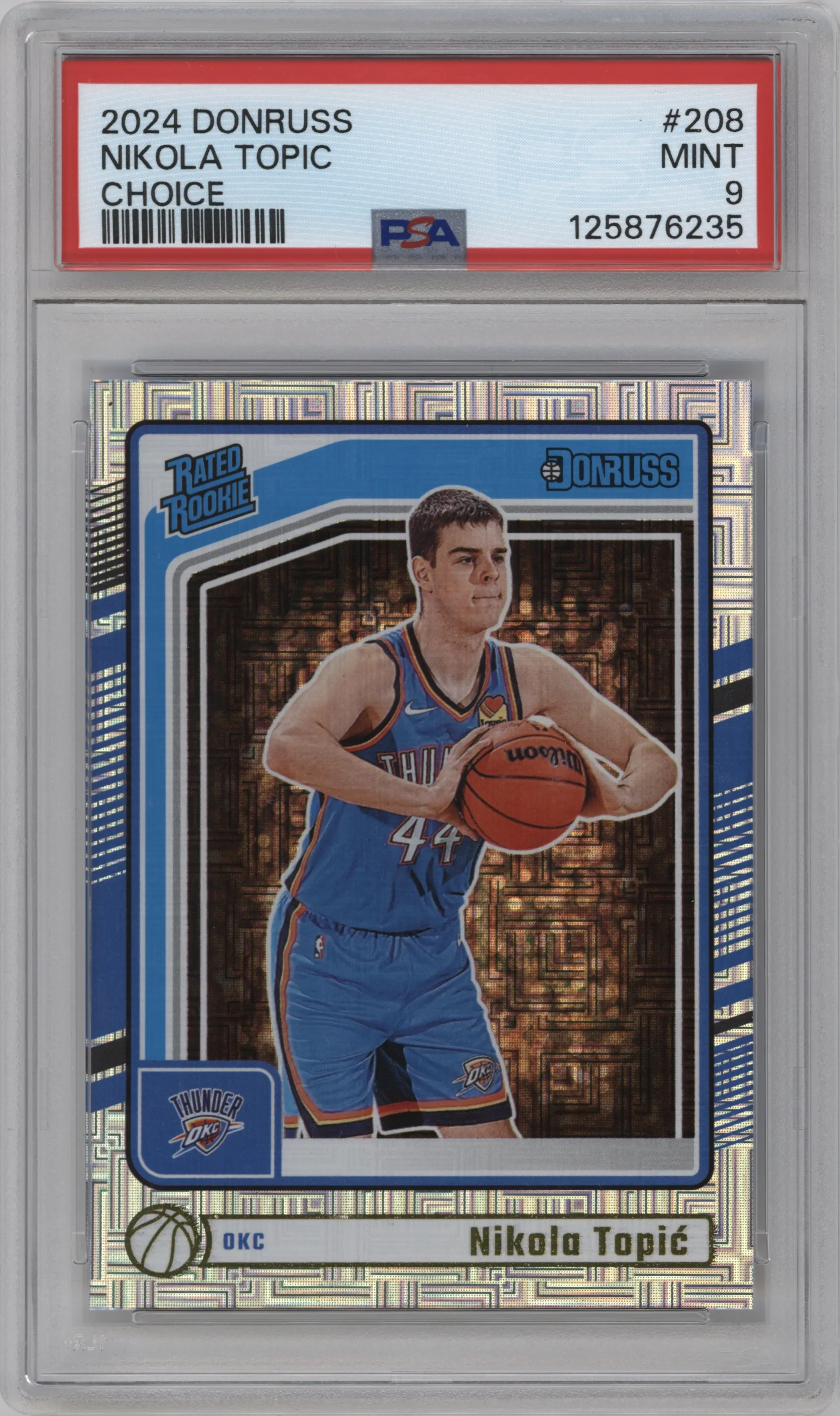 2024 Panini Donruss Rated Rookie Nikola Topic Choice PSA 9