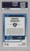 Brock Bowers from the 2024 Donruss set featuring a Pink parallel graded by PSA and given an overall grade of 9.
