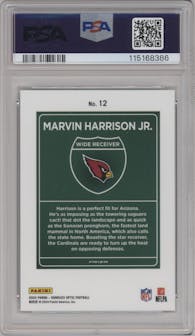 Marvin Harrison Jr. from the 2024 Donruss Optic set graded by PSA and given an overall grade of 9.