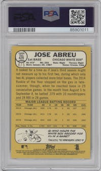 Jose Abreu from the 2017 Topps Heritage set featuring a Gold Ref. parallel graded by PSA and given an overall grade of 9.