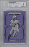 Davante Adams from the 2022 Panini Obsidian set featuring a Electric Etch Purple Flood parallel graded by Beckett and given an overall grade of 9.