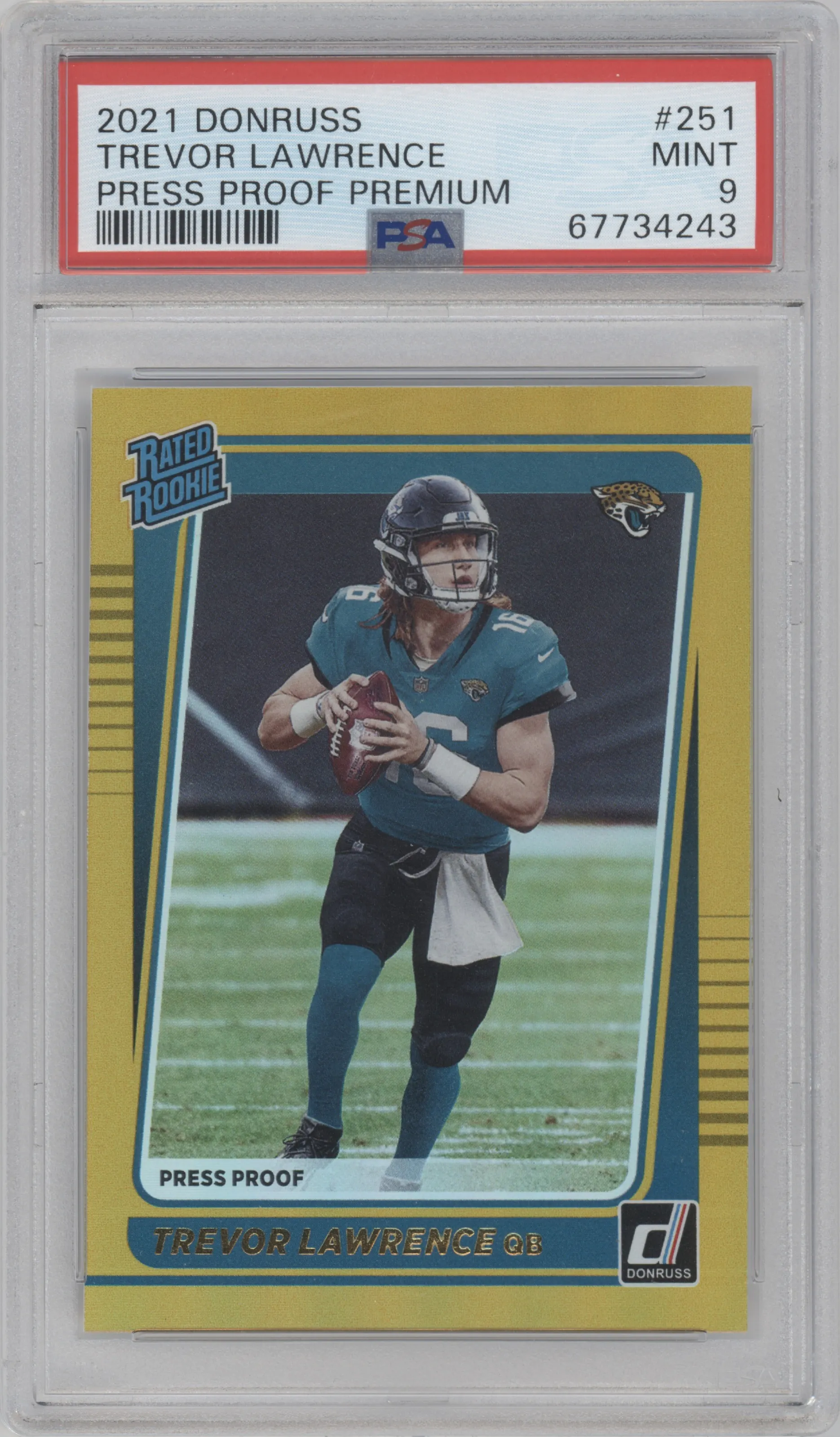 2021 Panini Donruss Rated Rookie Trevor Lawrence Press Proof Premium PSA 9