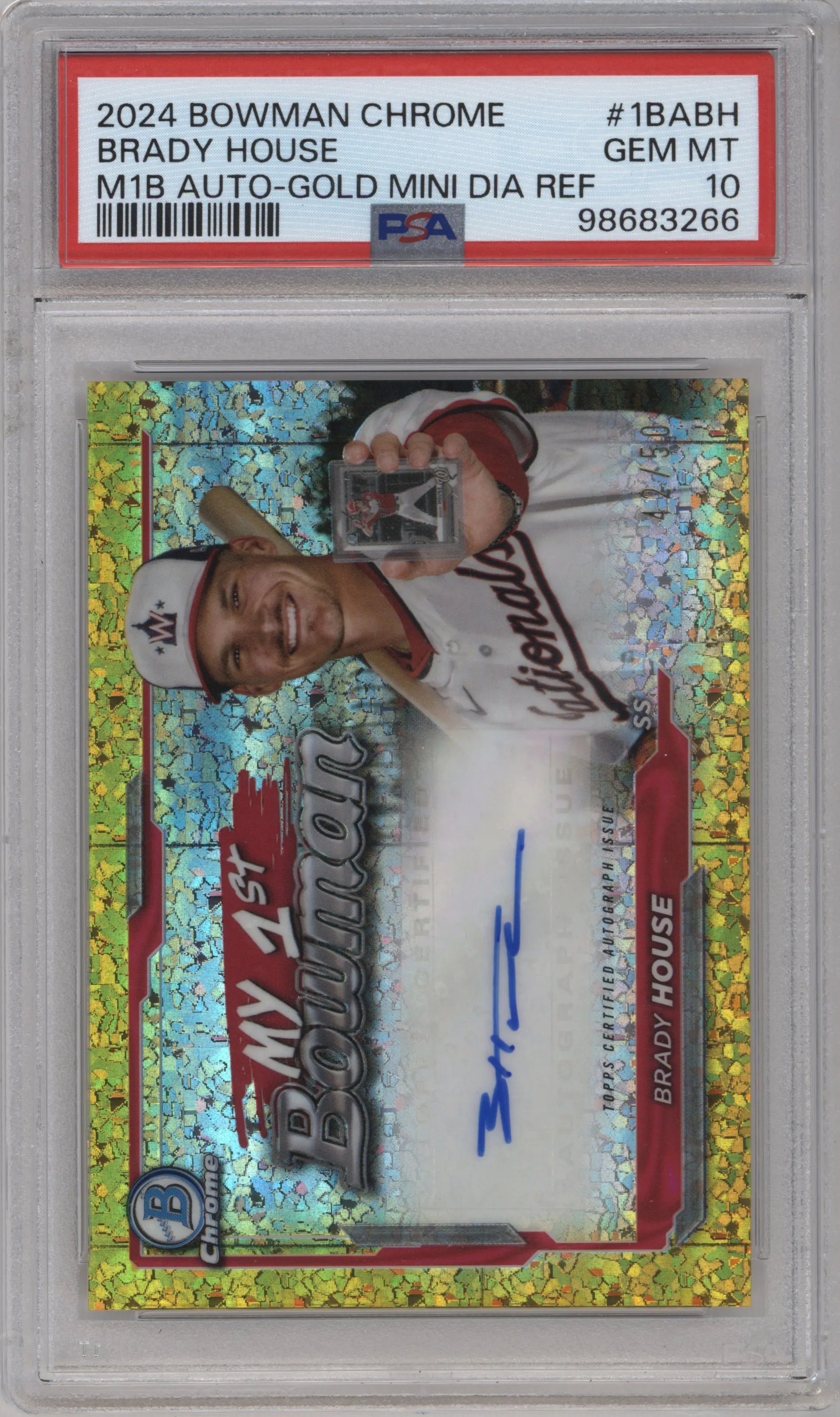 2024 Bowman Chrome My 1st Bowman AU Brady House Gold Mini Diamond Refractor PSA 10