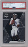 Jalen Hurts from the 2020 Panini Mosaic set graded by PSA and given an overall grade of 10.