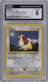 Pidgey from the 1999 Pokemon set graded by CSG and given an overall grade of 8.