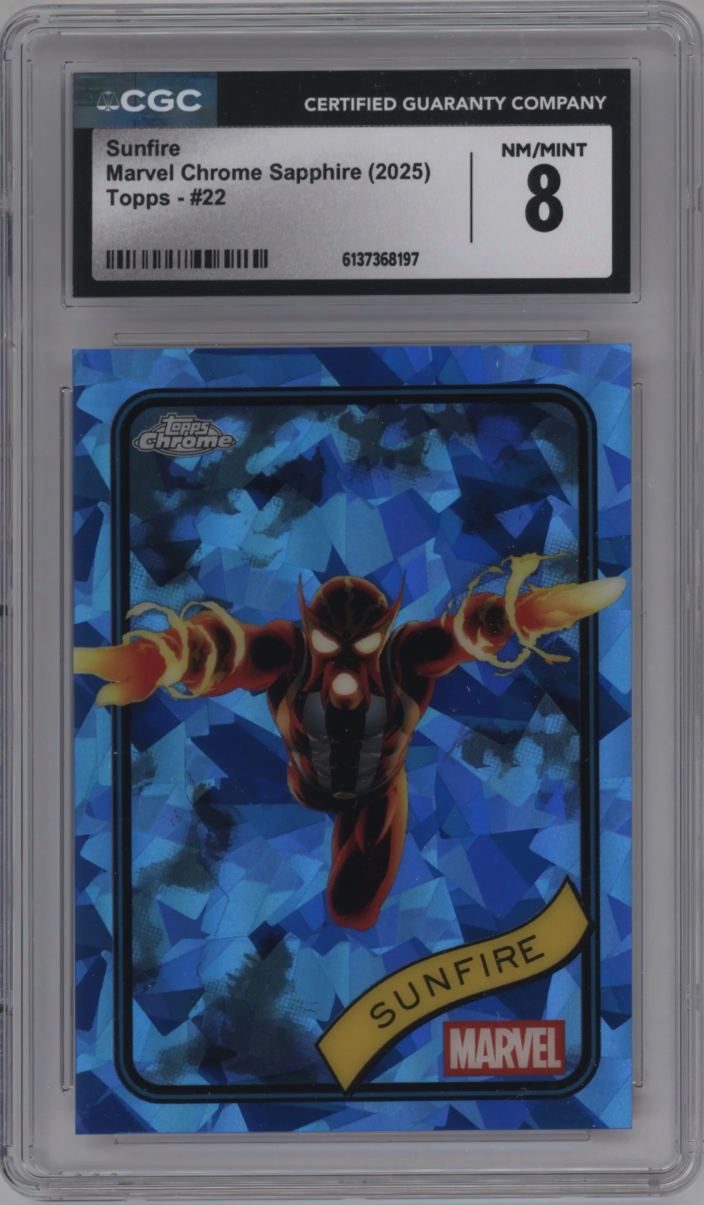 2025 Topps Chrome Sapphire Edition Marvel Sunfire #22 CGC 8