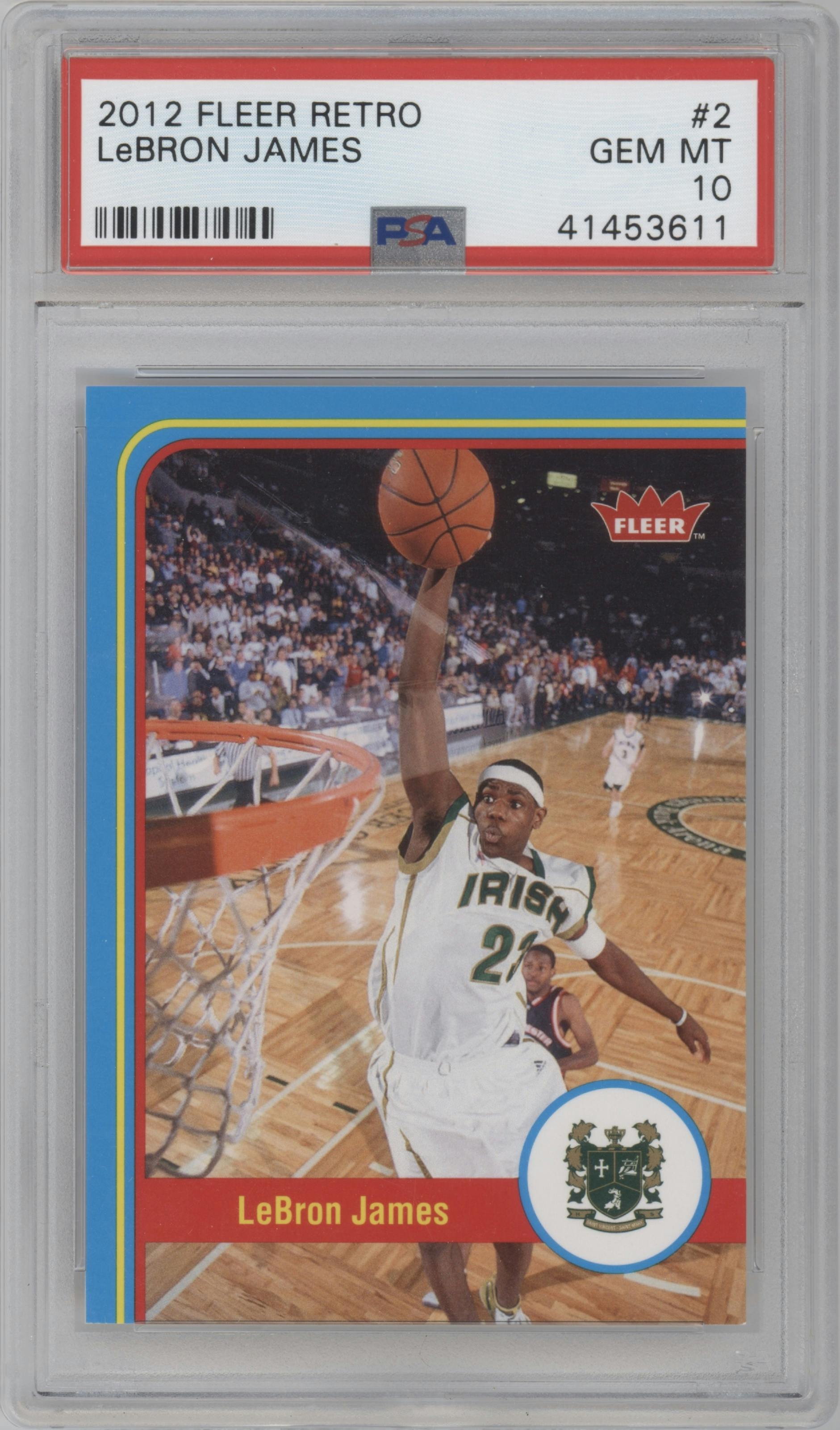 LeBron James from the 2012-13 Fleer Retro set graded by PSA and given an overall grade of 10.