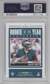 Jalen Hurts from the 2020 Panini Contenders set graded by PSA and given an overall grade of 10.