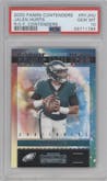 Jalen Hurts from the 2020 Panini Contenders set graded by PSA and given an overall grade of 10.