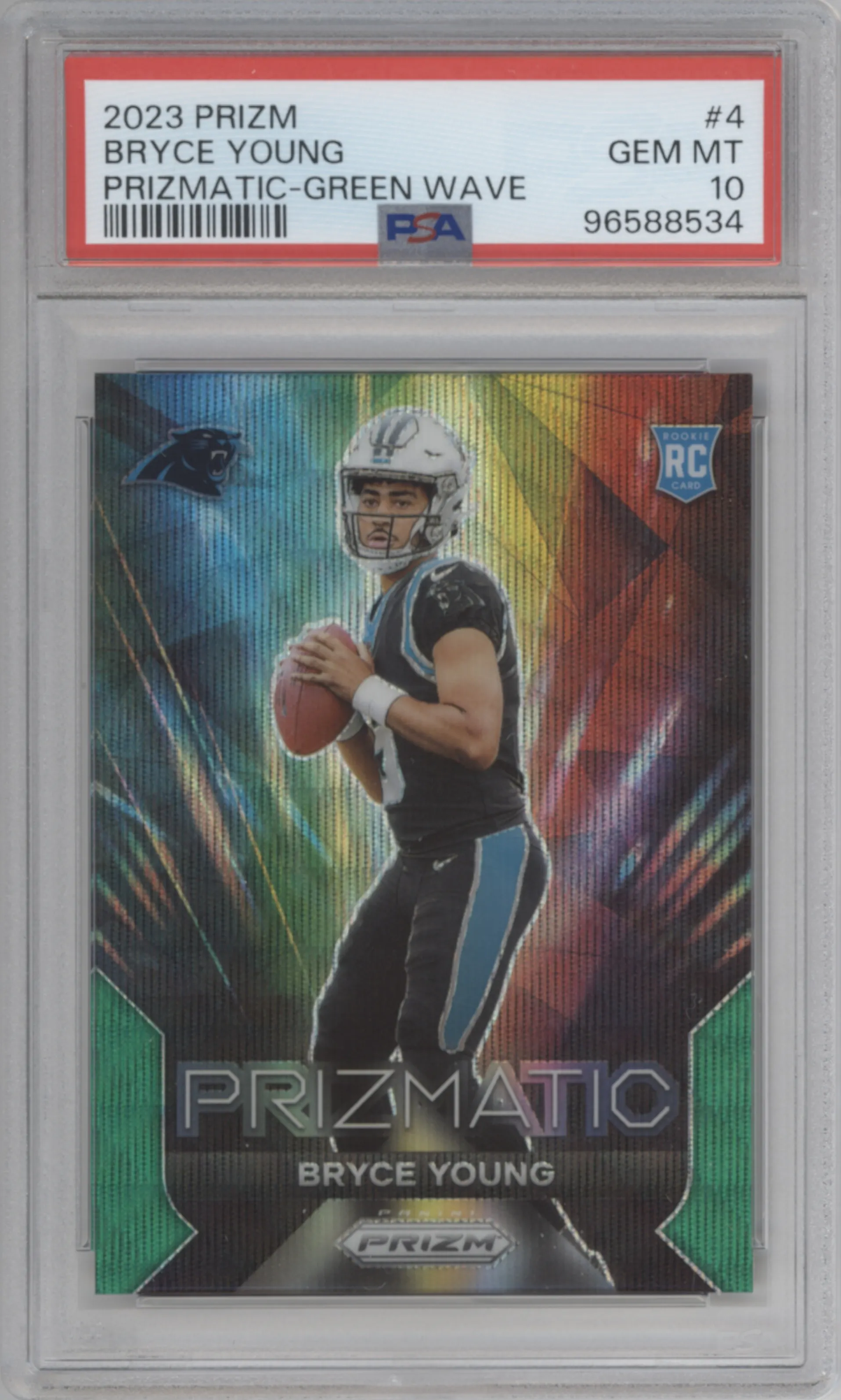2023 Panini Prizm Prizmatic Bryce Young Green Wave #4 PSA 10